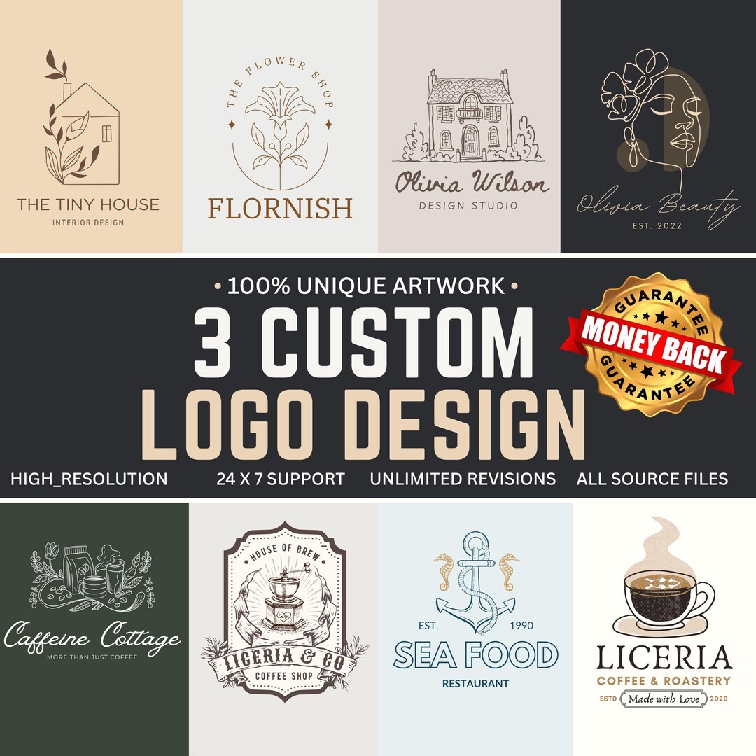 Custom Hand Drawn Logo, Logo Design, Logo Design Custom for Business ...
