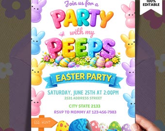 Convite para Caça aos Ovos de Páscoa, Festa com a Minha Turma, Convite de Páscoa com Ovos, Convite do Coelho da Páscoa, Festa de Páscoa, Download Instantâneo, Texto Editável no Canva