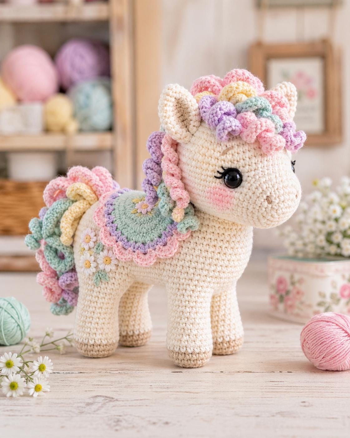 Pastel Pony with Floral Saddle Blanket
