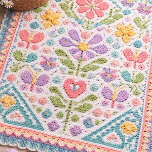 Padrão de crochê mosaico Prism Bloom em PDF | Gráfico de pontos mosaico sobrepostos + instruções escritas | Ideal para iniciantes