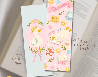 Silly Goose Bookmark Printable, Book Lover Bookmark, Cute Reading Bookmark, Coquette Goose Bookmark, Printable Book Mark Gift