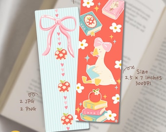 Silly Goose Bookmark PNG, Bookish Printable Bookmark Set, Cute Goose Reading Bookmark, Coquette Digital Bookmark, Teacher Gift
