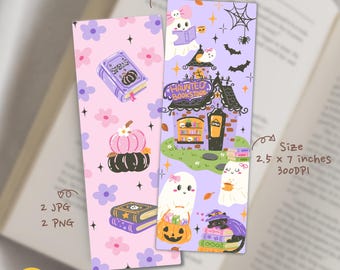 Halloween Printable Bookmark, Cute Bookish Ghost Bookmark, Reading Bookmark, Book Lover Gift, Digital Download