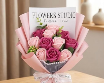 Preserved Pink Rose Bouquet – Birthday Gift for Women, Mom, Wife, Grandma, Friends