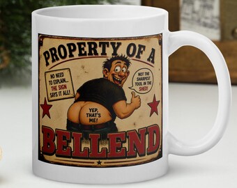 Comedy Mug Property of a Bellend Funny Insult Coffee Cup British Humour Mug Cheeky Novelty Gift Tea Cup