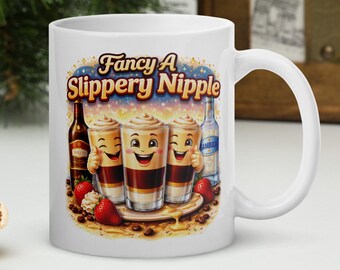 Comedy Mug Fancy a Slippery Nipple Funny Cocktail Coffee Cup Cheeky Bar Humour Mug Novelty Gift Tea Cup
