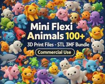Mini Flexi Animals Bundle – 100+ Articulated 3D Print Files (STL 3MF)