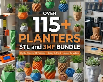 Paquete de más de 115 macetas y jarrones STL + 3MF
