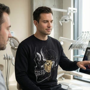 Dental Anatomy Skull Sweatshirt | Function Over Form Back Print | Minimal Medical Streetwear