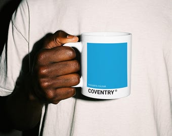 Coventry (City FC) Blue and White Ceramic Mug - UK Cities - Famous For Series - Sky Blues Footy Fan Gift
