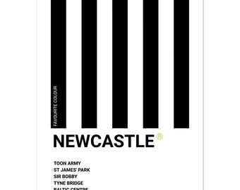 Newcastle (United FC) - UK Städte Poster - Typografischer seidenmatter Kunstdruck - Lokale Kultur Legenden Football Design - The Magpies Fan Geschenk