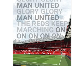 Man Utd Old Trafford Stadion Football Chant Poster - Vektor Kunst Stadion Design Druck - Schweres Luxus Mattes Papier - Einzigartiges Fan Geschenk