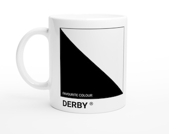 Derby (County) Schwarz-Weiß-Keramikbecher - UK Städte berühmt für Serien - Office Cup - Fußballfan Geschenk - Rams Sehenswürdigkeiten Legenden