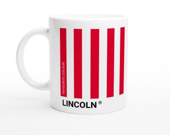 Lincoln (City FC) rote und weiße Keramiktasse - UK Städte - Berühmt für Serien - Imps Footy Fan Geschenk