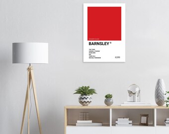 Barnsley (FC) – Britische Städte Poster - Typografischer Halbglanz Kunstdruck – Lokale Kultur Legenden Design – Tykes Fan Geschenk