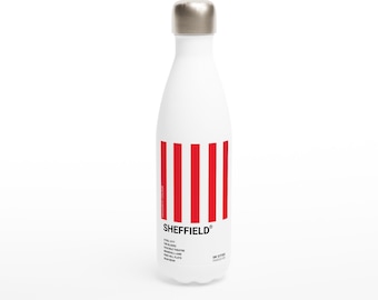 Sheffield (United FC) Edelstahl Rot und Weiß Thermoskanne Reise | UK Städte Serie | Fußball Fan Geschenk | Die Klingen Wasserflasche