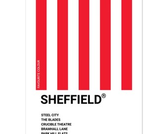Sheffield (United) – UK Städte Poster - Typografischer seidenmatter Kunstdruck – Lokale Kultur Legenden Football Design – Klingen Fan Geschenk