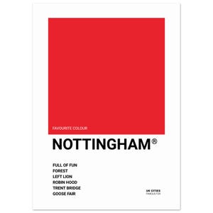 Nottingham (Forest FC) – UK Cities Poster - Typographic Semi Gloss Art Print - Local Culture Legends Football Design - Tricky Trees Fan Gift