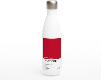 Sterlingsilber-Wasserflasche in Rot und Weiß | UK Städte Serie | Anfield Fan Geschenk | Die Roten Thermoskanne