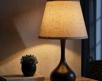 Lámpara de mesita de noche Farmhouse Touch, luz de lectura regulable de 3 niveles, pantalla de tela decorativa