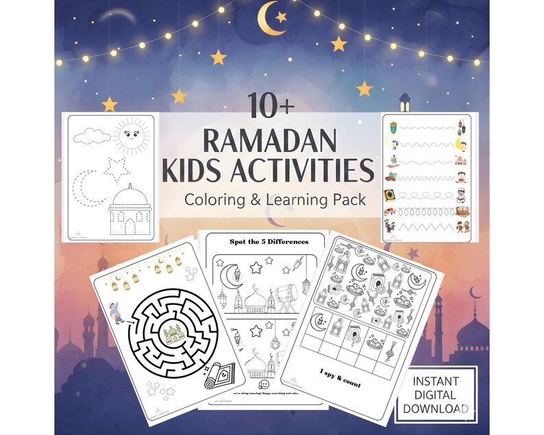 Ramadan Kids Activity Book, Coloring Pages, Maze, I Spy, Tracing for ...