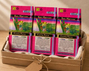 Christmas Coffee Gift Box 3×250g – Costa Rica Award-Winning San Marcos Arabica Whole Bean – Holiday Gift for Coffee Lovers