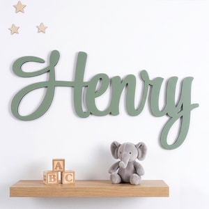 Personalised Wooden Name Sign, Script Wall Decor, Nursery Hanging Decoration