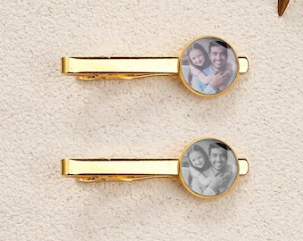 Personalized Photo Tie Clip, Custom Stainless Steel Tie Bar, Memorial Keepsake Gift