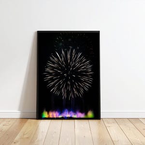 Firework Wall Art Printable, Fireworks Photography Night Sky Print, Celebration Decor, Patriotic Instant Download