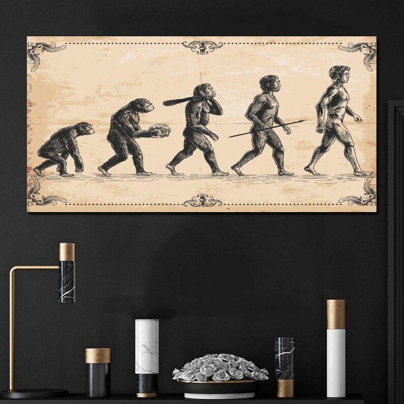 Human Evolution Concept Retro Illustration Coolwall Art Picture Print ...