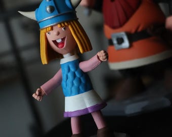 Vicky The Viking Figure Set, Hand Painted Collectible Statue, Cartoon Display Figure, Shelf Decor, Unique Gift for Fans, Viking Collection