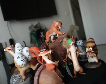 Ice Age Figure Set, Hand Painted Collectible Statue, Cartoon Display Figures, Shelf Decor, Unique Gift for Movie Fans