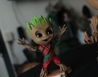 Baby Groot Candle Holder Set, Hand Painted Collectible Figure, Marvel Inspired Display Decor, Cute Shelf Decoration, Unique Gift for Fans