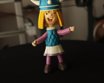 Viking Warrior Girl Figurine Set, Hand Painted Fantasy Collectible, Mythology Display Statue, Shelf Decor, Unique Gift for Collectors