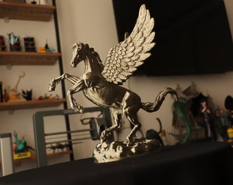 Pegasus Sculpture Metallic Finish, Hand Painted Fantasy Decor, Mythology Statue, Shelf Display Art, Unique Gift for Collectors