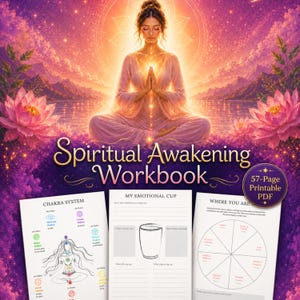 Spirituality Awakening Workbook, Journal, Mindfulness Planner, Chakra Healing Printable PDF, Canva Templates | Meditation