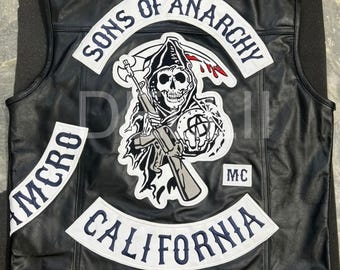 Sons of Anarchy Jax Teller Black Leather Biker Vest – Handmade SOA President Style