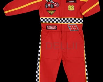 Fast One Birthday Suit - Race Car Birthday Toddler Costume - Kids Racing Jumpsuit - Red Racer Outfit