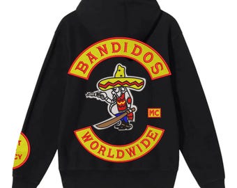 Bandidos Worldwide Embroidered Hoodie – Texas Biker MC Streetwear Pullover