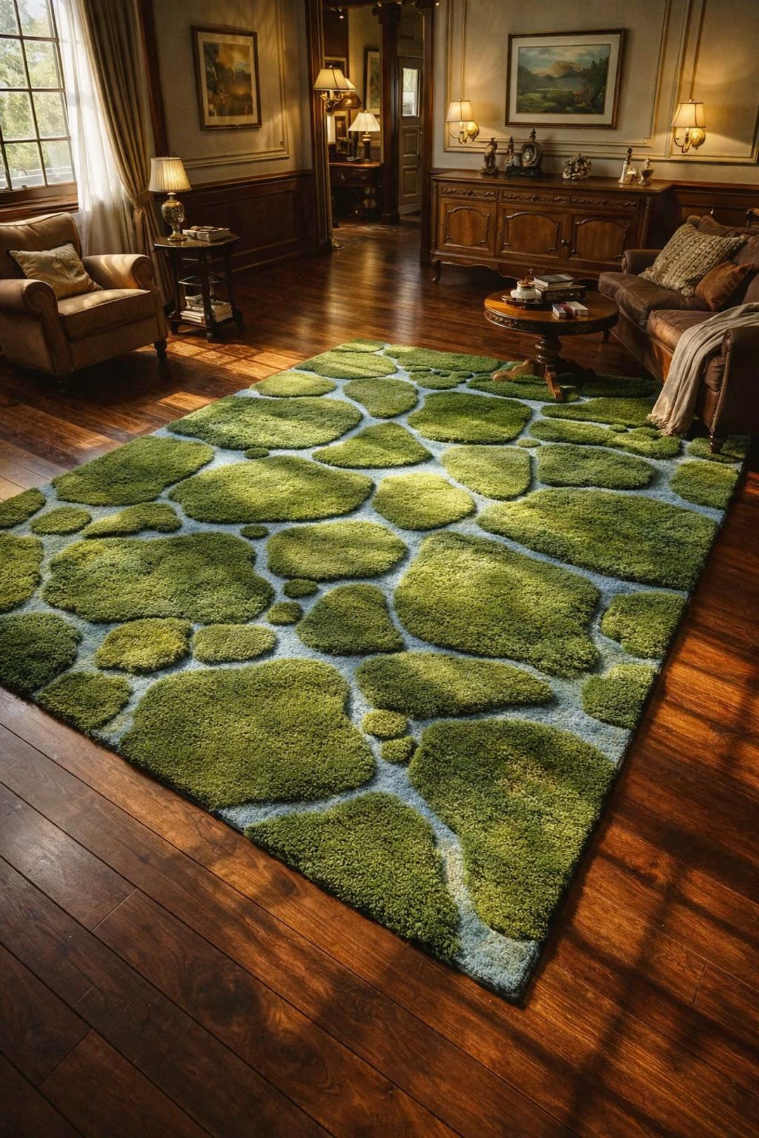 Hope Forest Rug Handmade Mossy Forest Rug - Green Pebble Stone Texture Area Carpet for ...