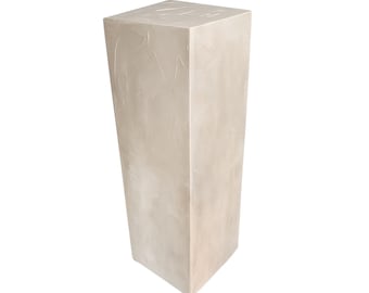 Handmade Textured Pedestal Column | Limewash Neutral Beige Display Stand