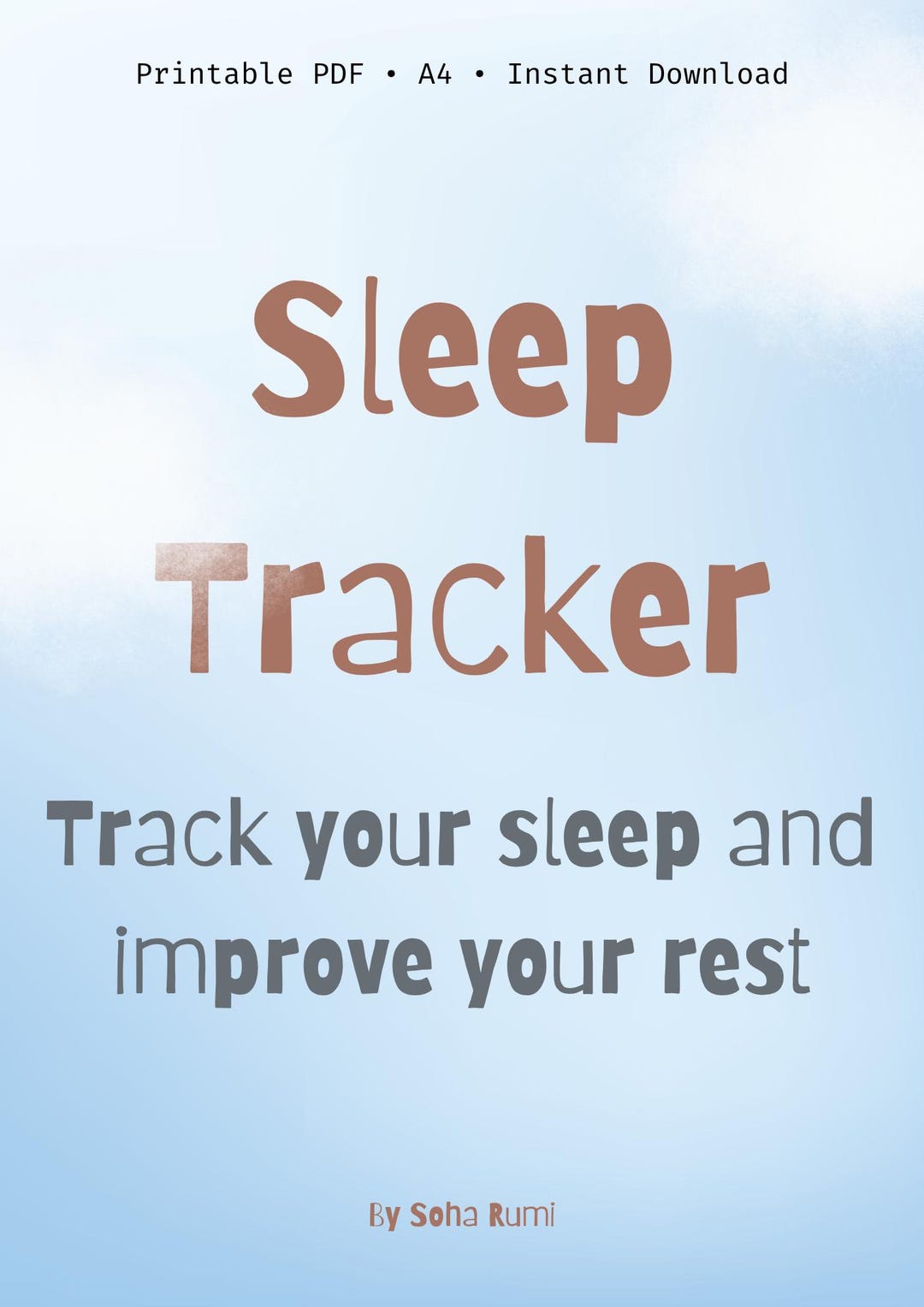 Sleep Tracker Printable PDF | Insomnia Sleep Log, Habit Improvement (A4 ...