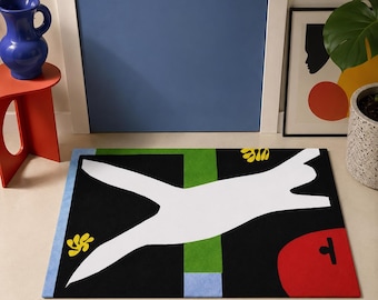Matisse Cutout Bath Mat, Abstract Art Rug, Quick Dry Absorbent Floor Decor