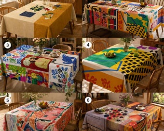 Matisse Inspired Tablecloth, Abstract Fauvism Art Dining Decor