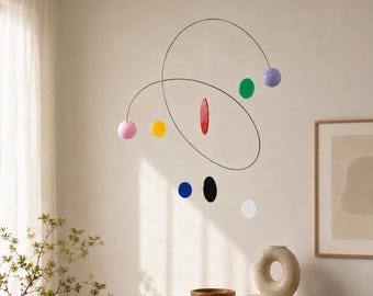 Colorful Kinetic Hanging Mobile, Kinetic Balance Sculpture, Modern Nursery & Living Room Decor, Housewarming Gift, Matisse Inspired Style
