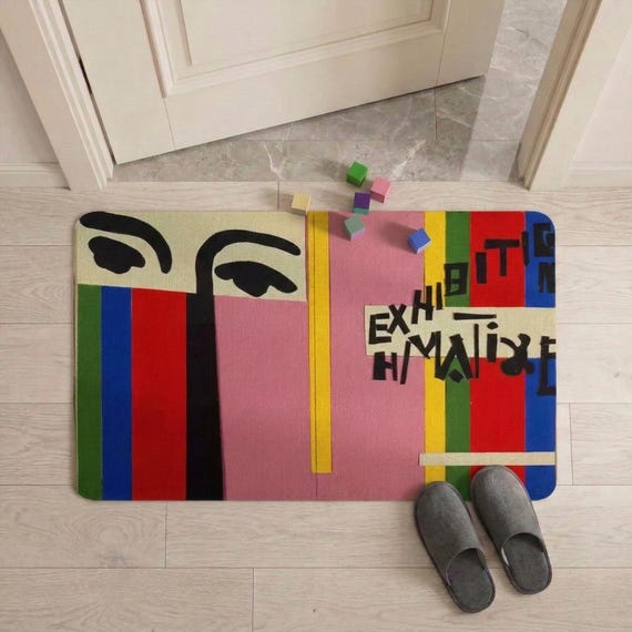 Matisse Inspired Art Bath Mat, Mid Century Modern Absorbent Rug
