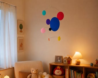 Colorful Hanging Mobile, Modern Kinetic Mobile, Abstract Ceiling Decor, Nursery and Kids Room Accent, Gift for Art Lovers, Matisse Inspired
