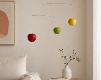 Newton's Apple Kinetic Mobile, Balance Sculpture, Minimalist Living Room Ceiling Decor, Housewarming Gift for Art Lover, Matisse Style