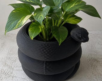 Snake Themed Planter - 3D Printed - Black