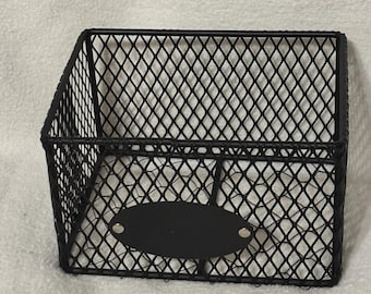 Steel Mesh Storage Basket Organizer 6 Wires, Black, 9" x 3"